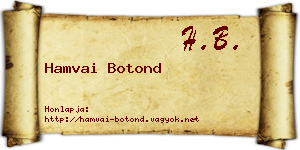 Hamvai Botond névjegykártya